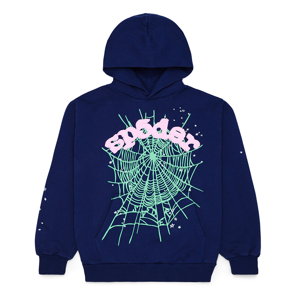 Sp5der Og Web Hoodie - Navy Pink