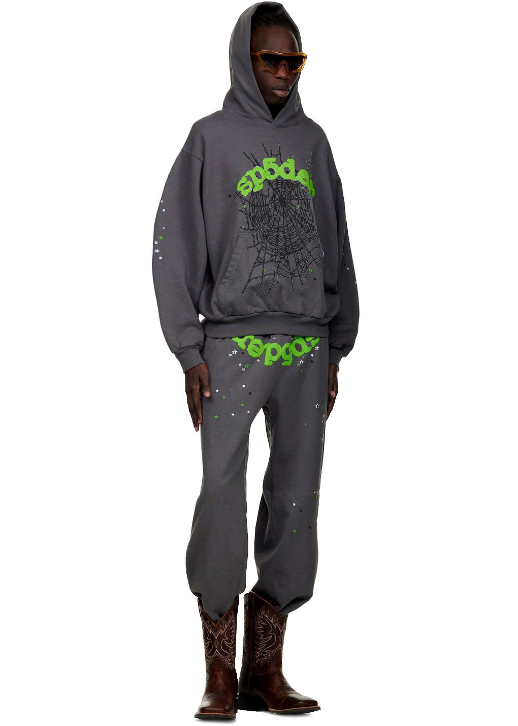 Sp5der Wait Web Hoodie - Heather Grey