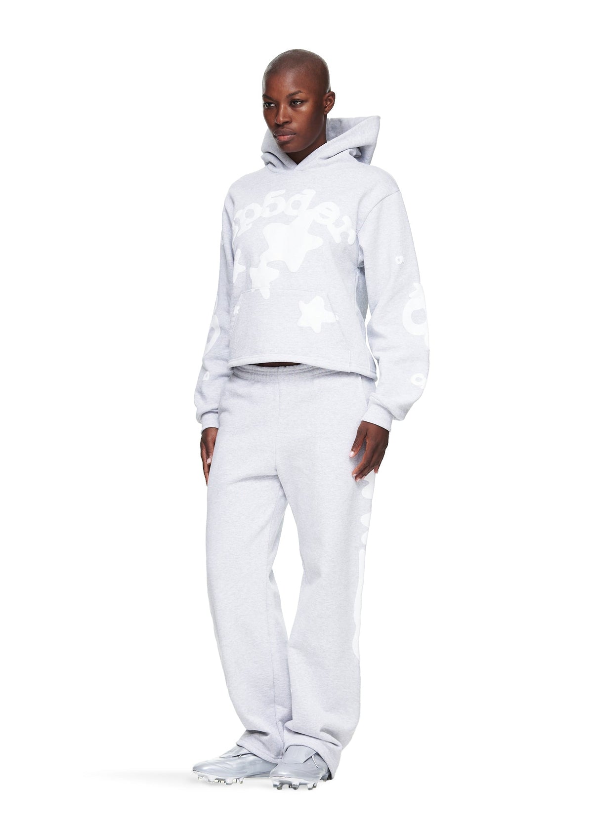 Sp5der Women's Cropped Beluga Hoodie - Heather Grey