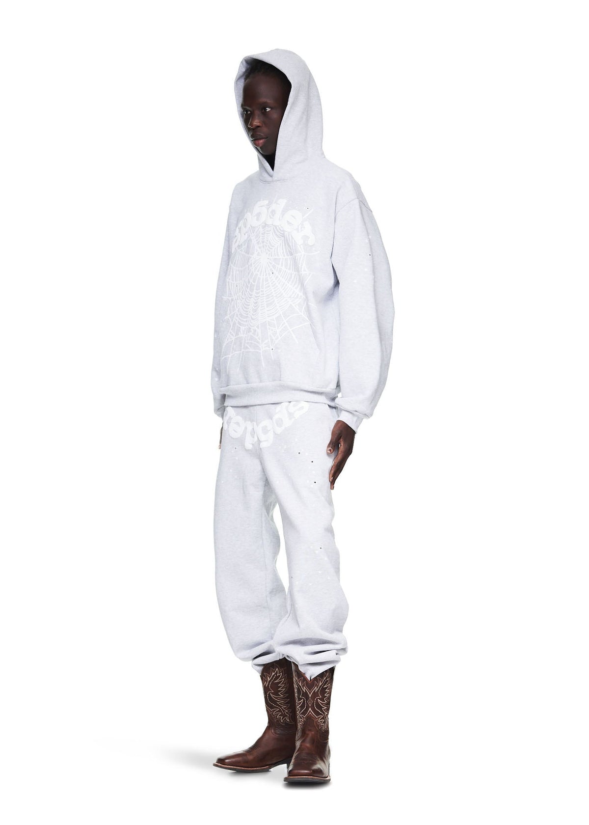 Sp5der Og Web Hoodie - Heather Grey