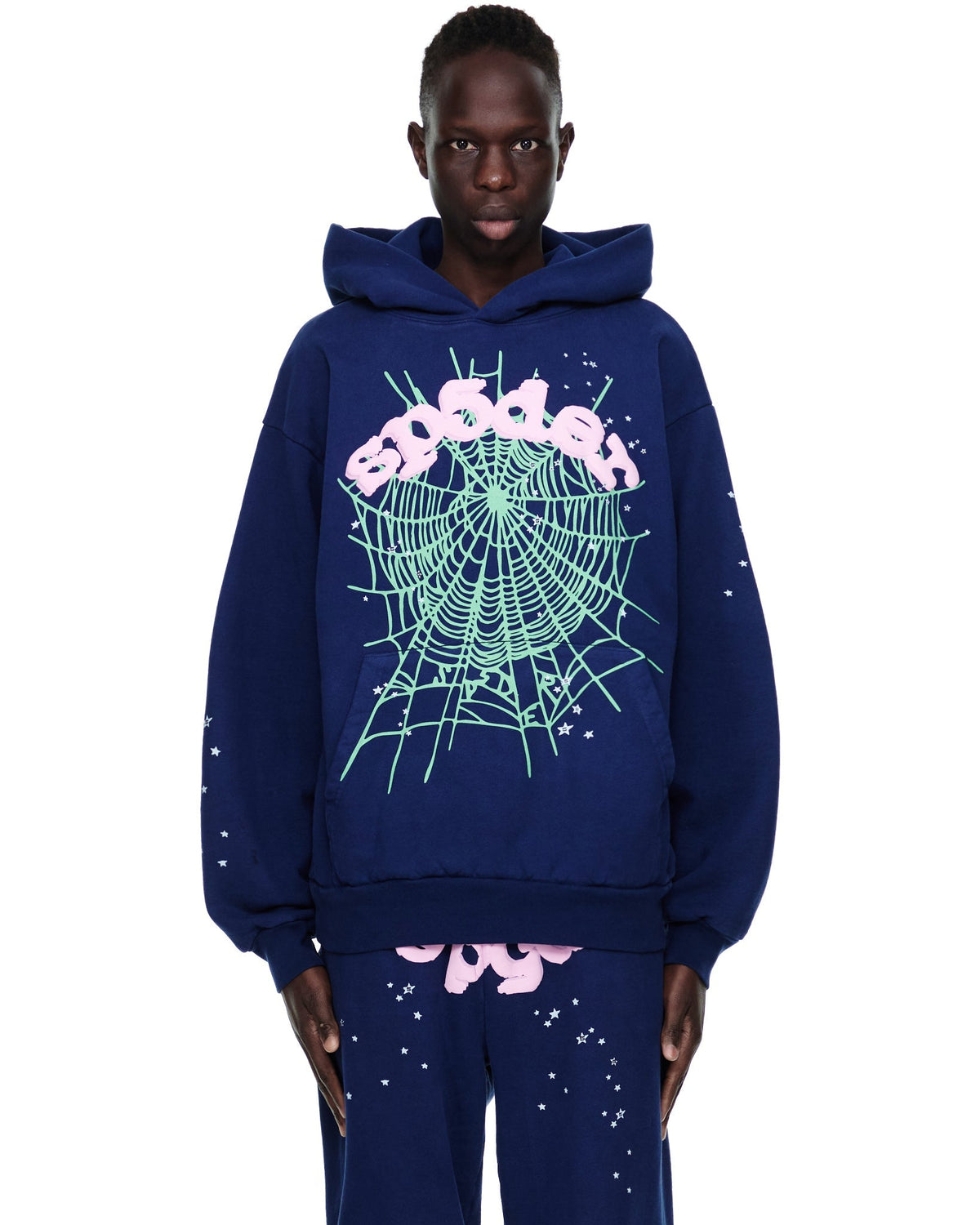 Sp5der Og Web Hoodie - Navy Pink