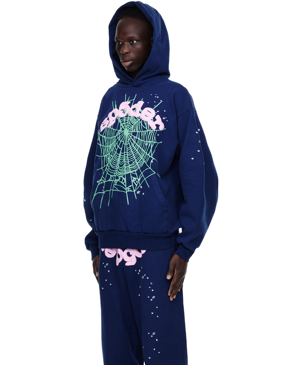 Sp5der Og Web Hoodie - Navy Pink