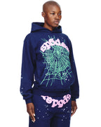 Sp5der Og Web Hoodie - Navy Pink