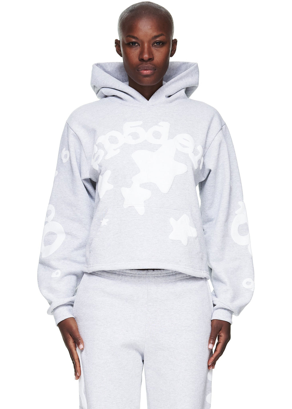 Sp5der Women's Cropped Beluga Hoodie - Heather Grey