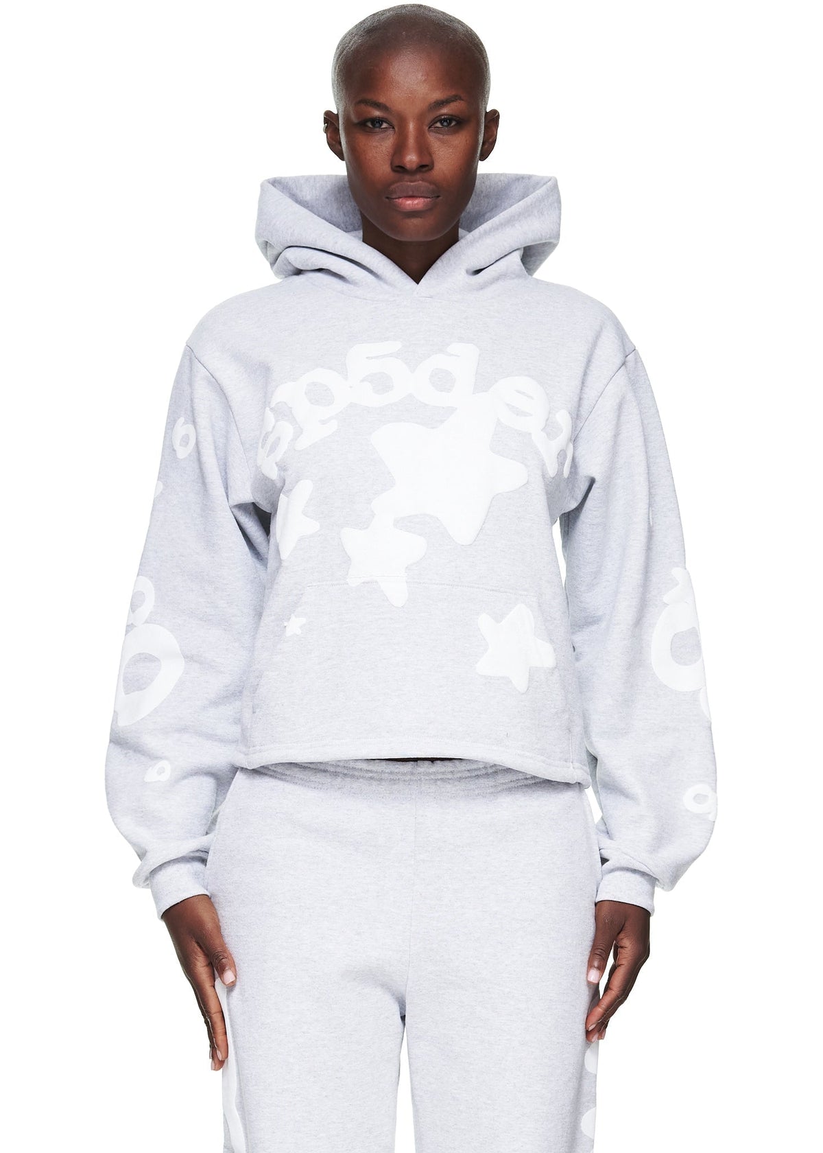 Sp5der Women's Cropped Beluga Hoodie - Heather Grey
