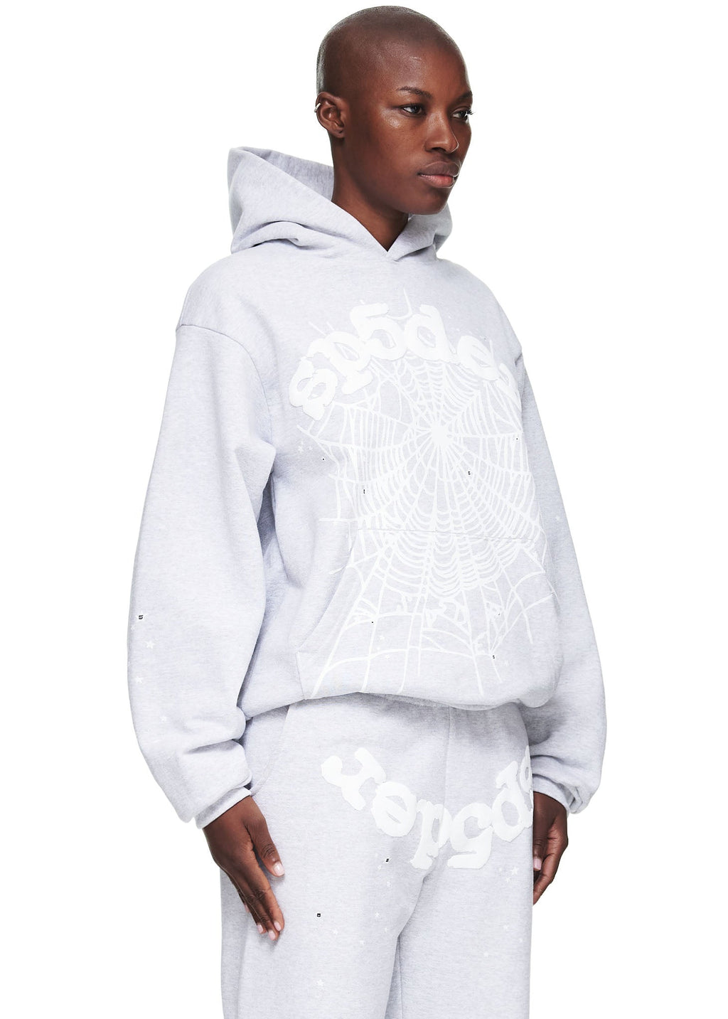 Sp5der Og Web Hoodie - Heather Grey