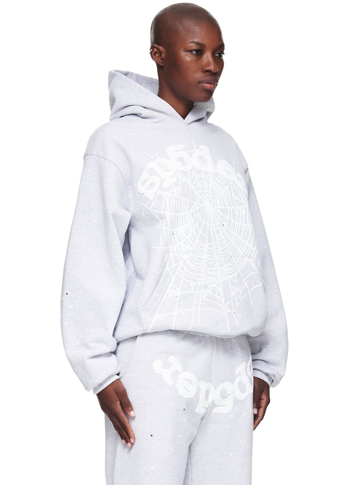 Sp5der Og Web Hoodie - Heather Grey