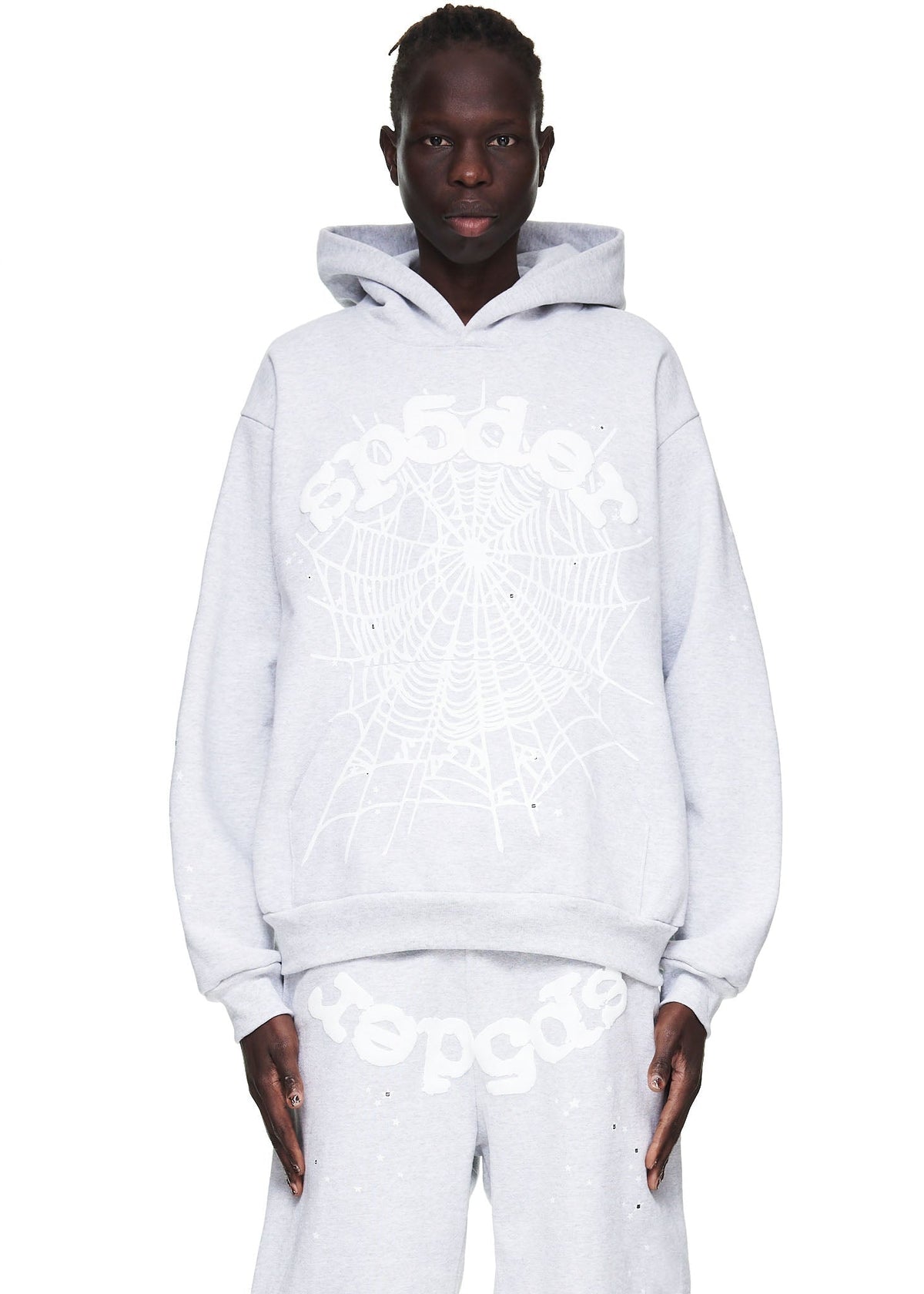 Sp5der Og Web Hoodie - Heather Grey