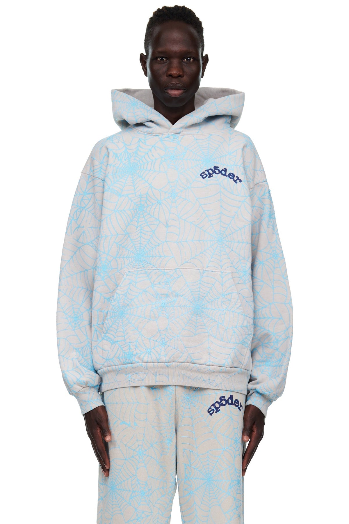 Sp5der Aop Web Hoodie - Heather Grey