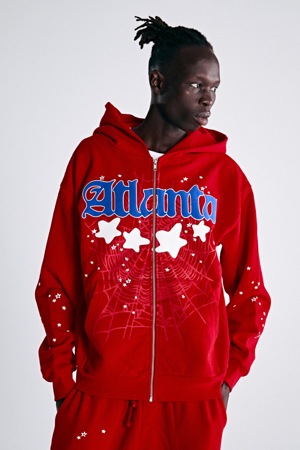 Sp5der Atlanta Zip Up Hoodie - Red