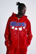 Sp5der Atlanta Zip Up Hoodie - Red
