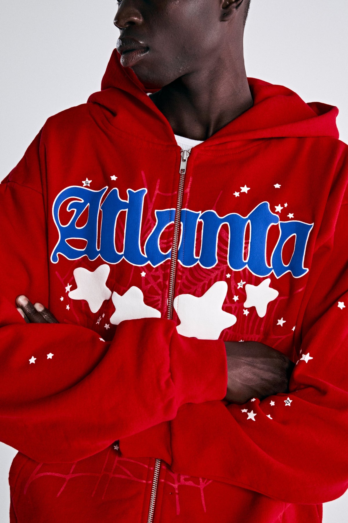 Sp5der Atlanta Zip Up Hoodie - Red
