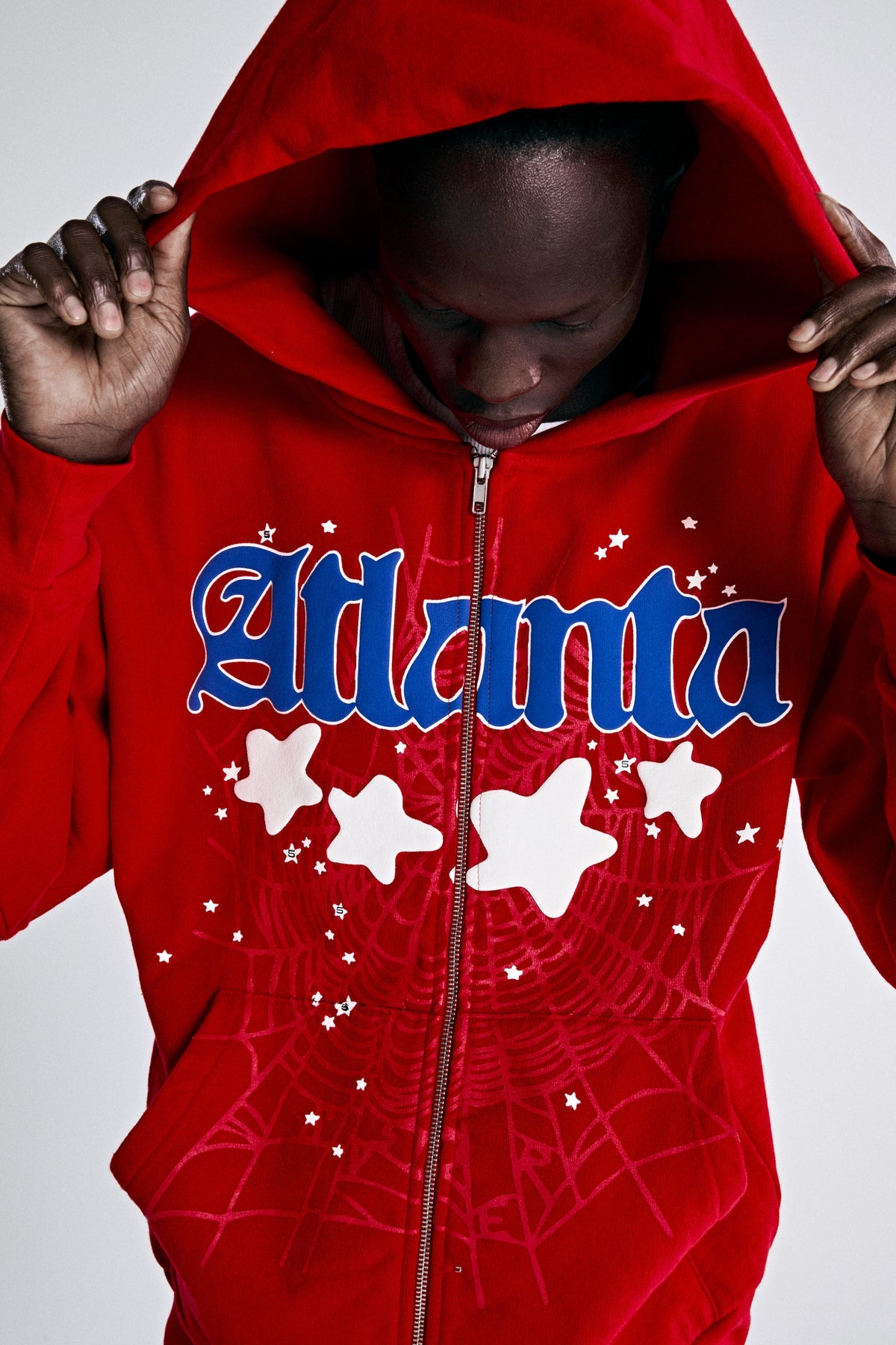 Sp5der Atlanta Zip Up Hoodie - Red