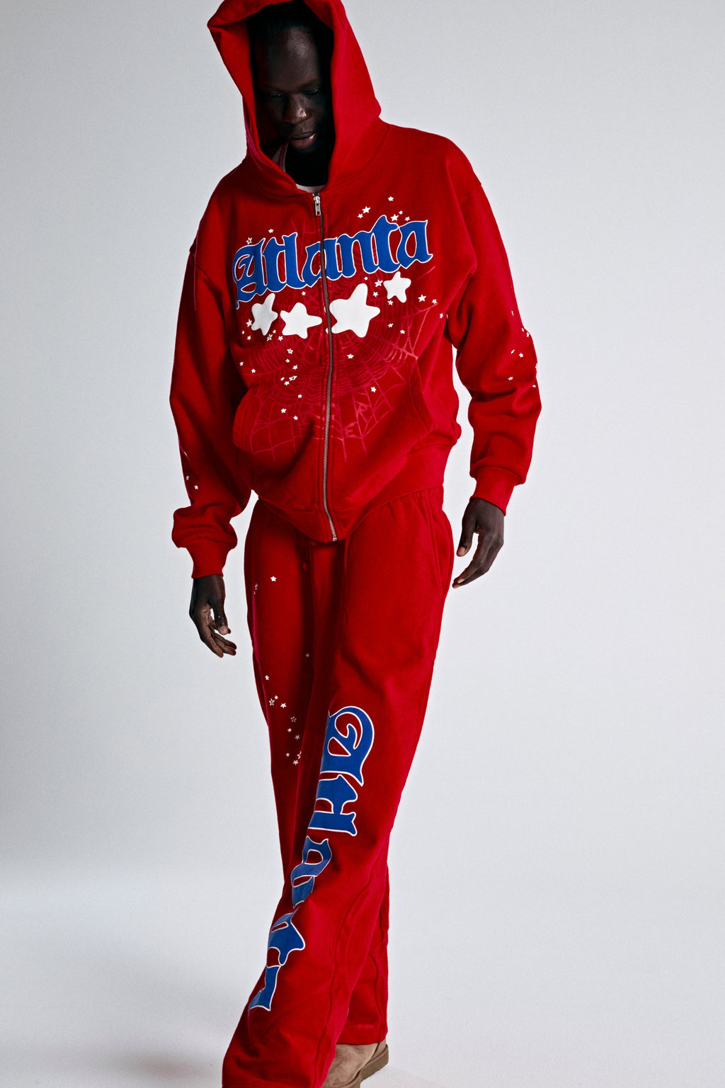 Sp5der Atlanta Zip Up Hoodie - Red