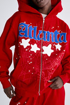 Sp5der Atlanta Zip Up Hoodie - Red