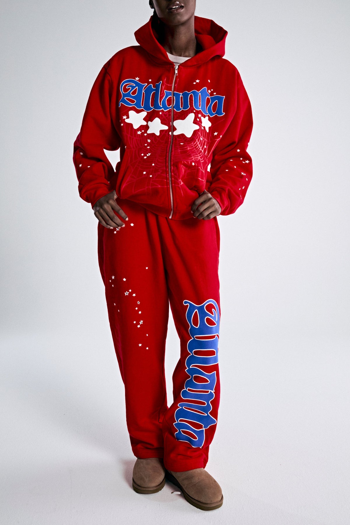 Sp5der Atlanta Zip Up Hoodie - Red