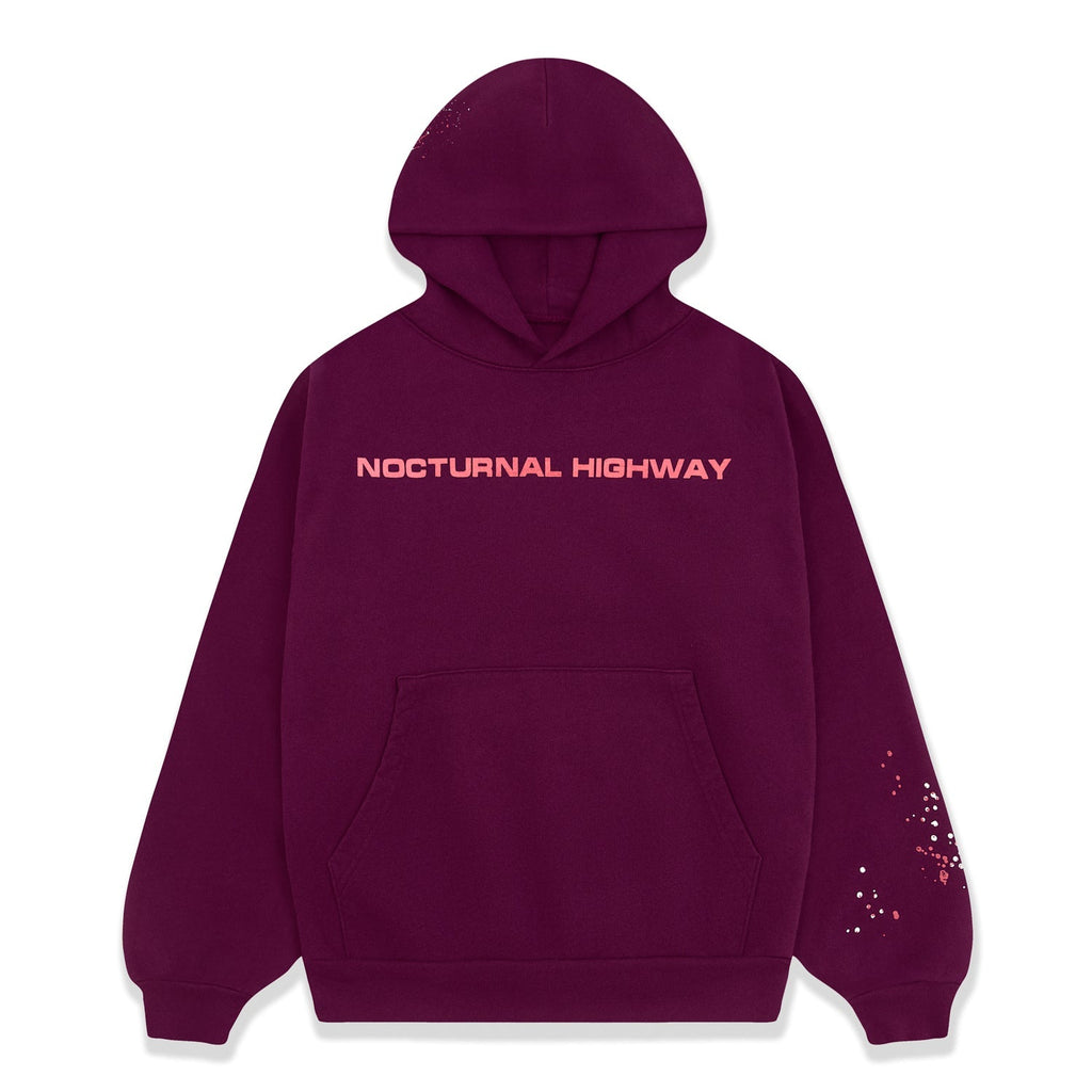 Sp5der Nocturnal Highway Hoodie - Burgundy