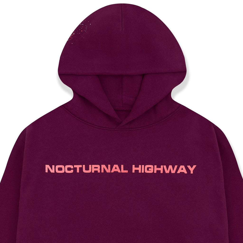 Sp5der Nocturnal Highway Hoodie - Burgundy