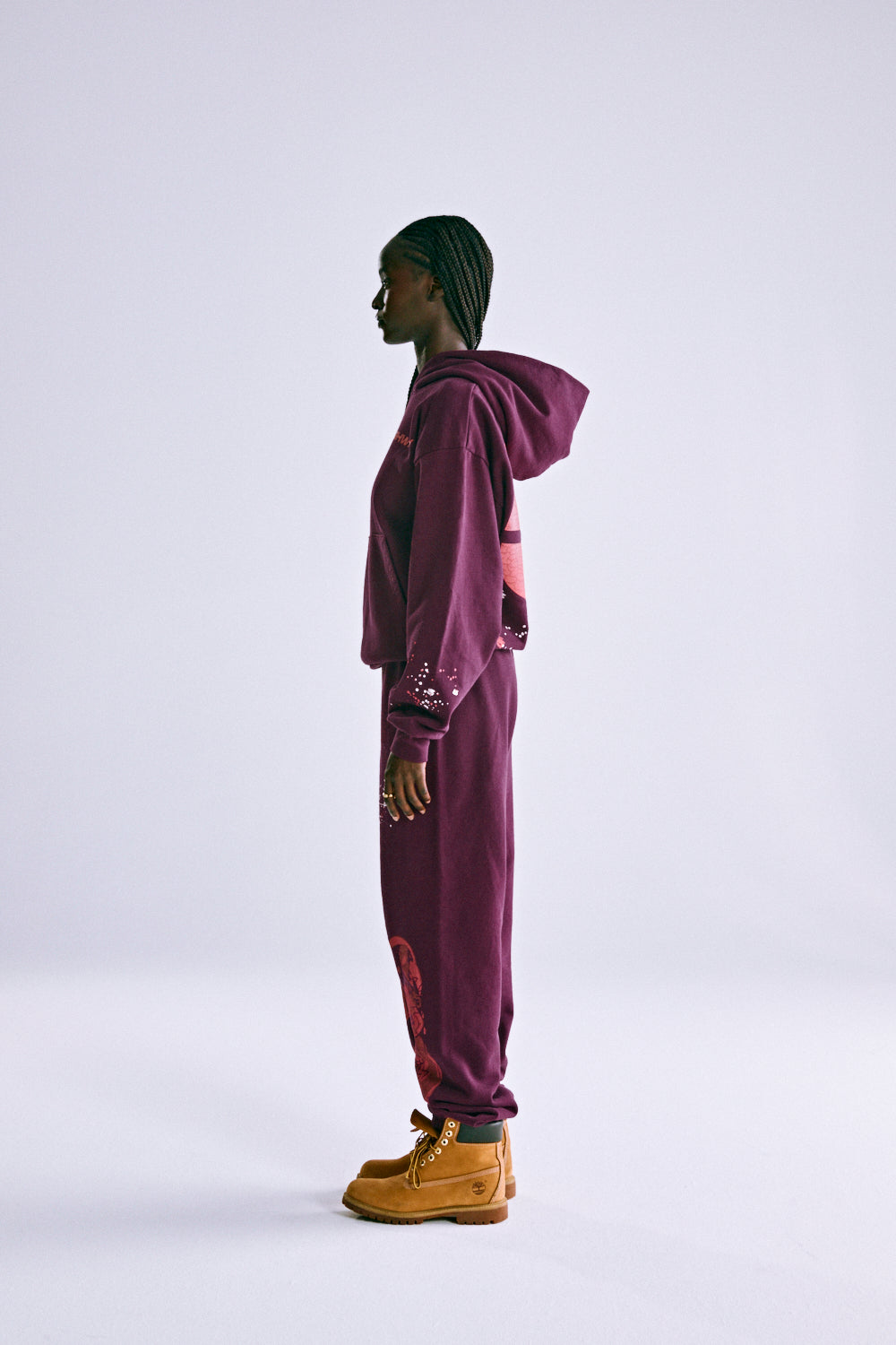 Sp5der Nocturnal Highway Hoodie - Burgundy