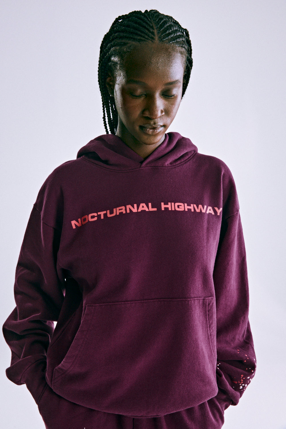 Sp5der Nocturnal Highway Hoodie - Burgundy