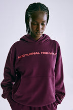 Sp5der Nocturnal Highway Hoodie - Burgundy