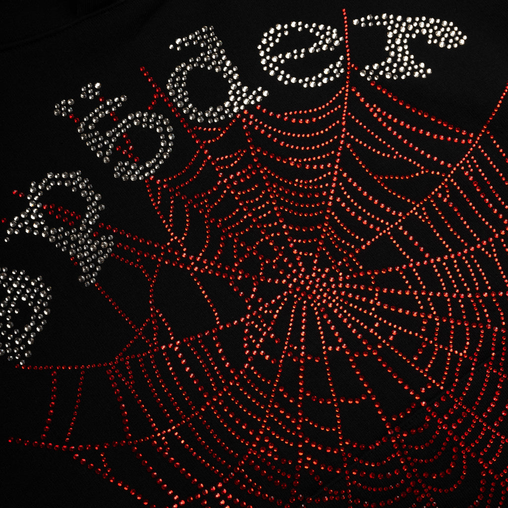 Sp5der Rhinestone Og Web V2 Hoodie - Black