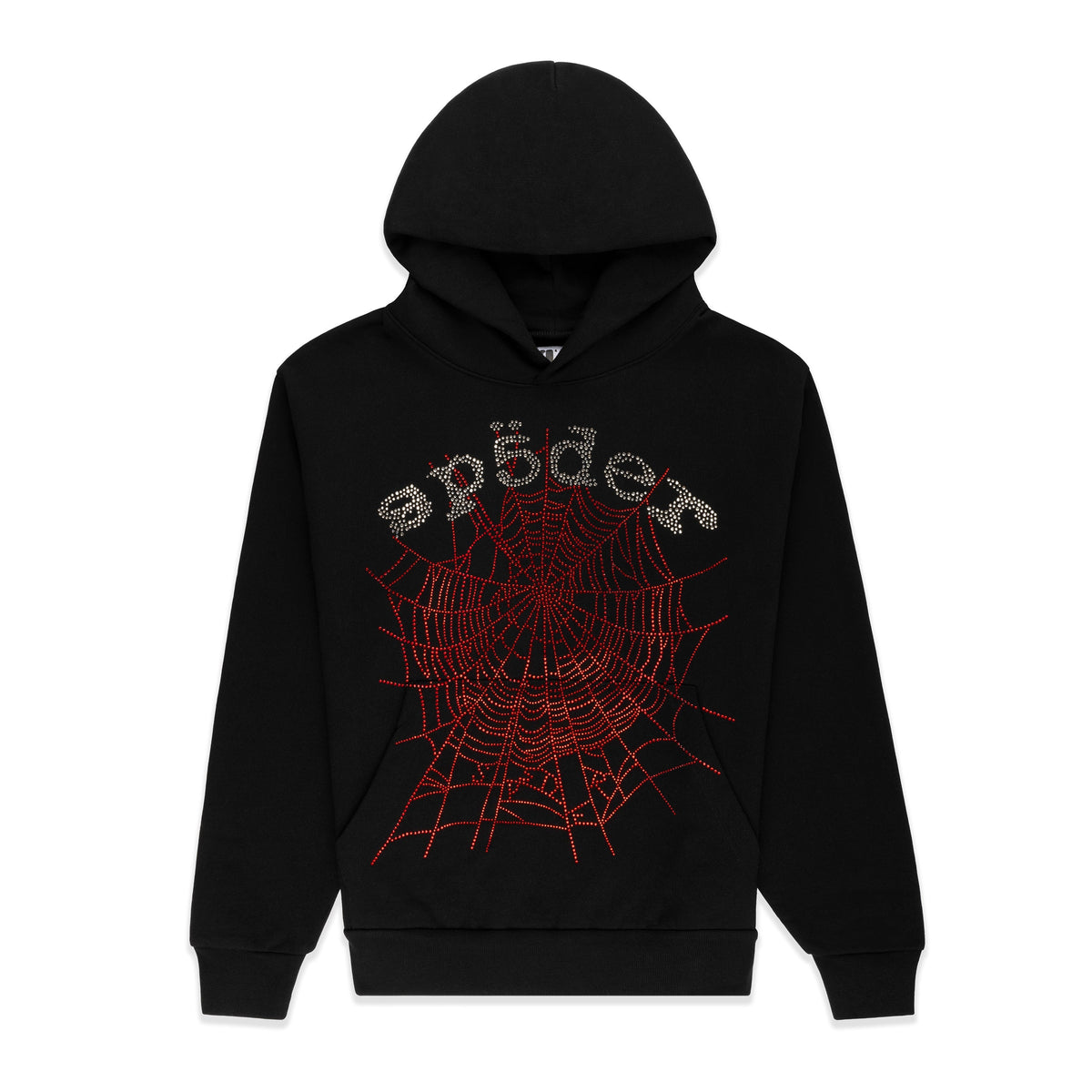 Sp5der Rhinestone Og Web V2 Hoodie - Black