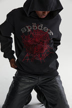 Sp5der Rhinestone Og Web V2 Hoodie - Black