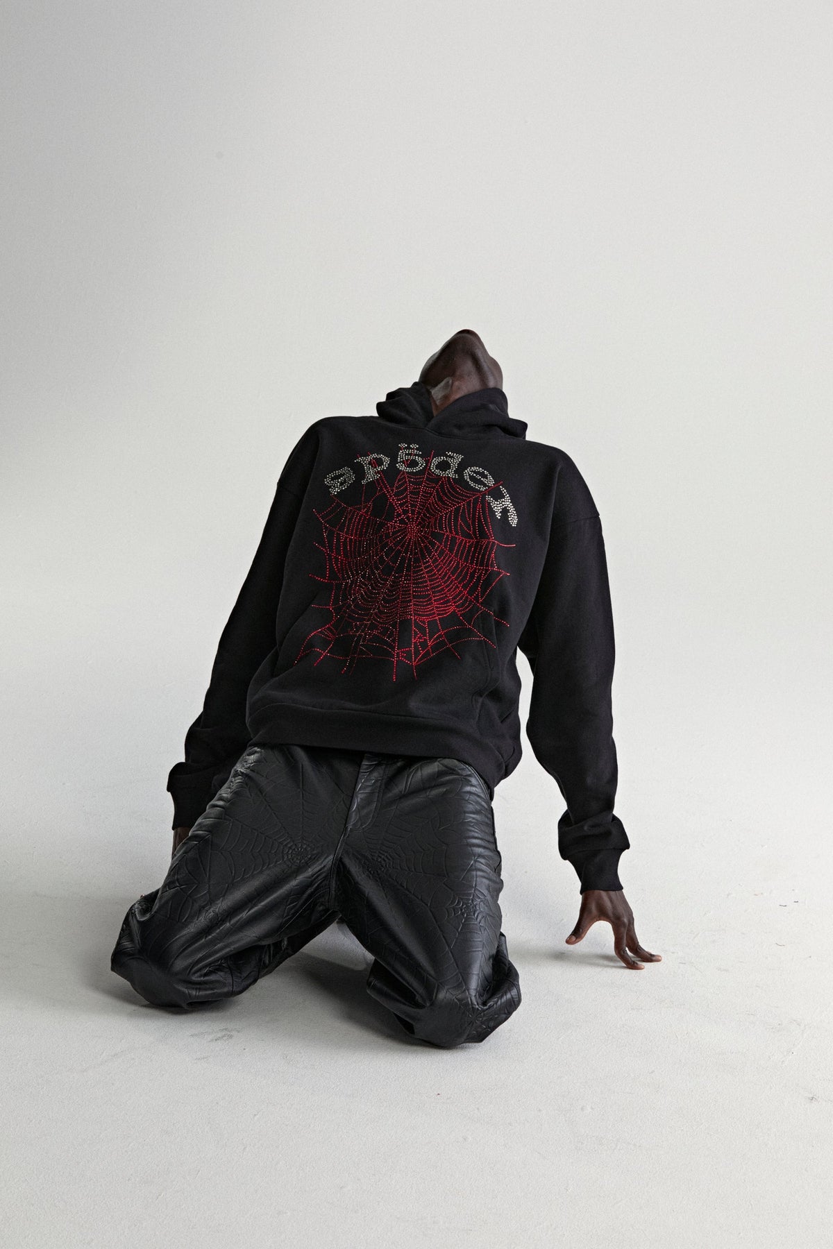 Sp5der Rhinestone Og Web V2 Hoodie - Black