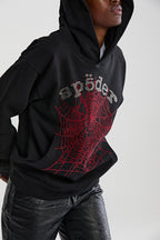 Sp5der Rhinestone Og Web V2 Hoodie - Black