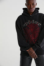 Sp5der Rhinestone Og Web V2 Hoodie - Black