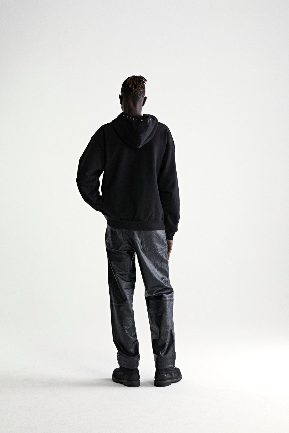 Sp5der Og Web Studded Zip Hoodie - Black