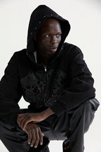 Sp5der Og Web Studded Zip Hoodie - Black