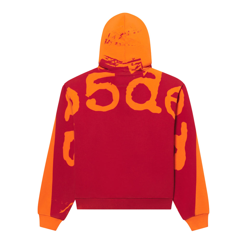 Sp5der Overprint Zip Hoodie - Tangerine