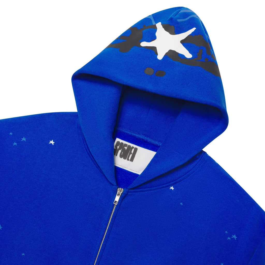 Sp5der Heavy Web Full Zip Hoodie - Tory Blue