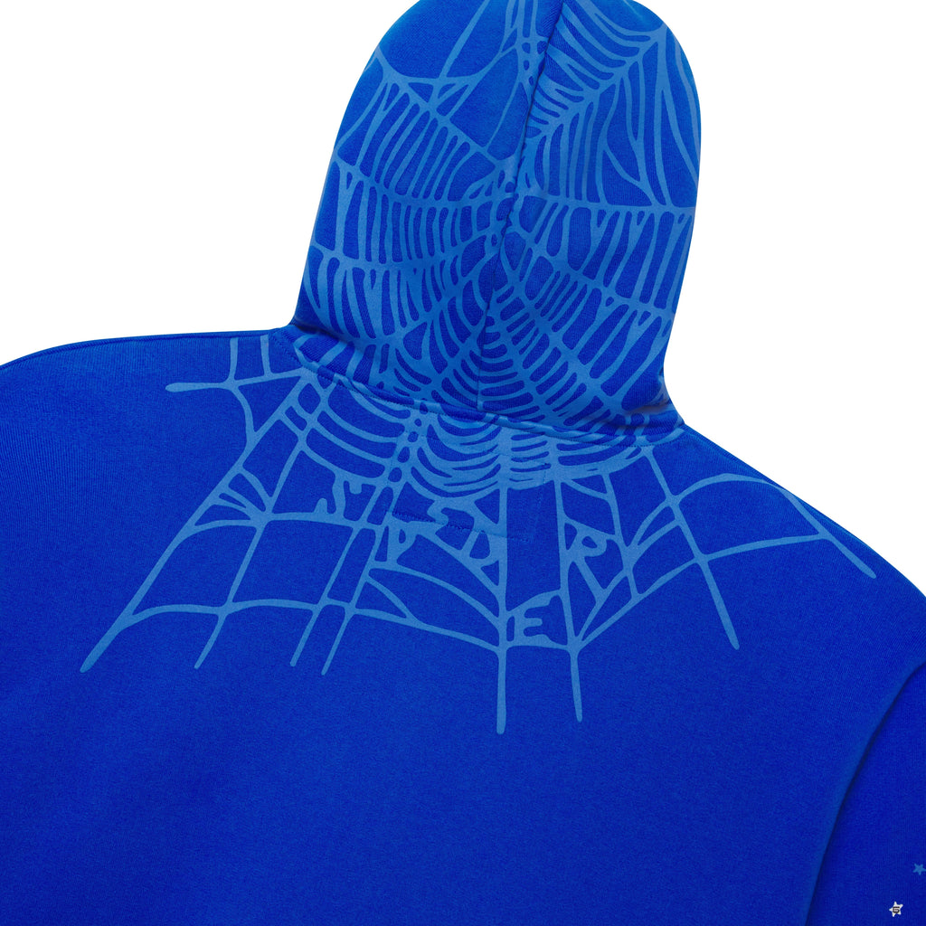 Sp5der Heavy Web Full Zip Hoodie - Tory Blue