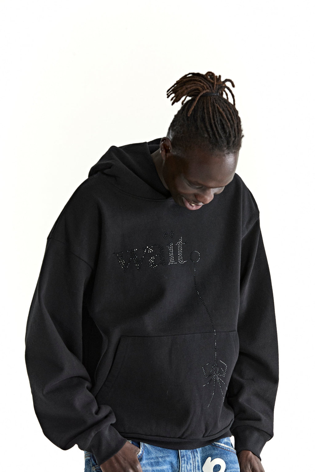 Sp5der Wait Stone Hoodie - Black
