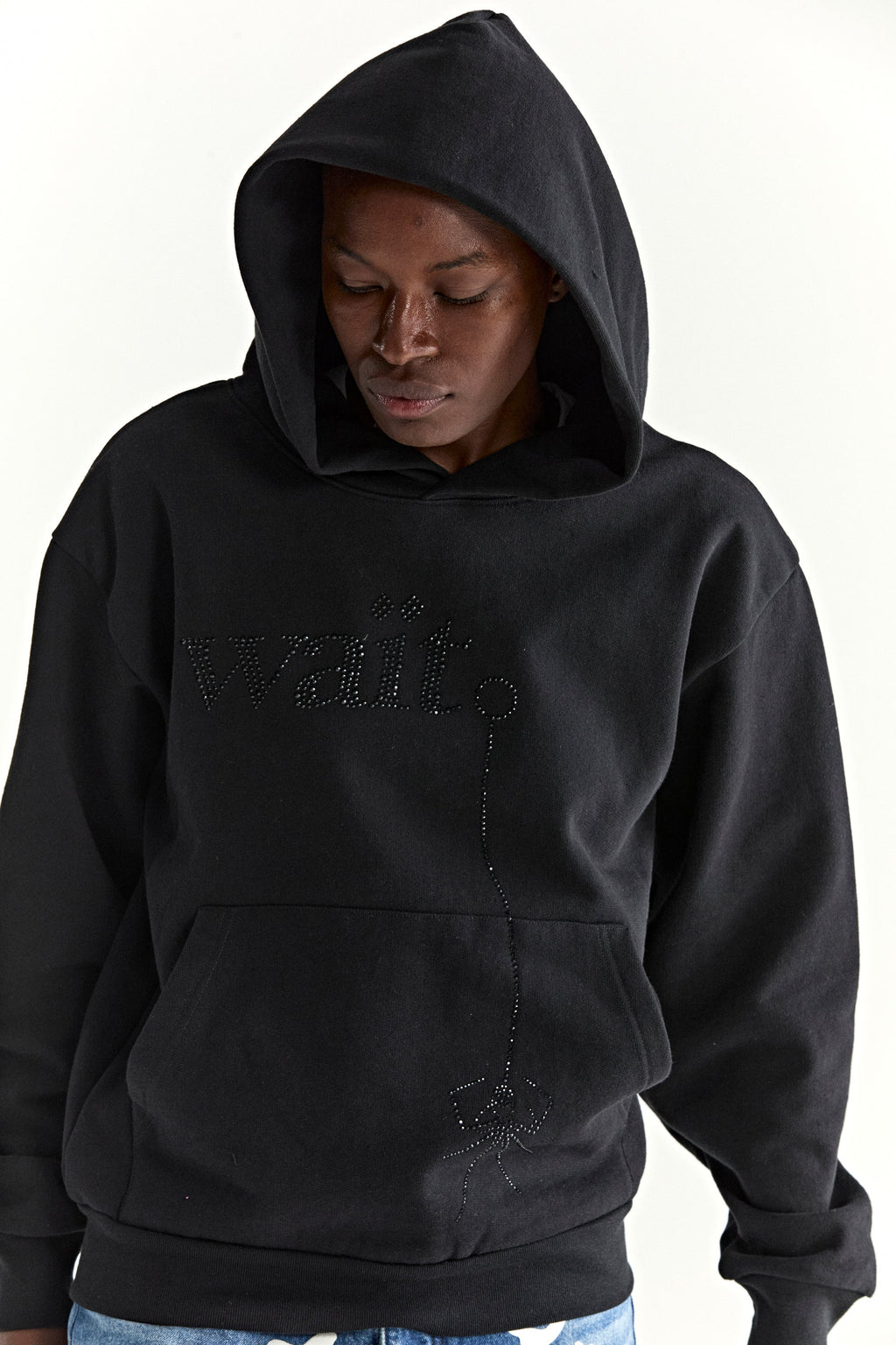 Sp5der Wait Stone Hoodie - Black