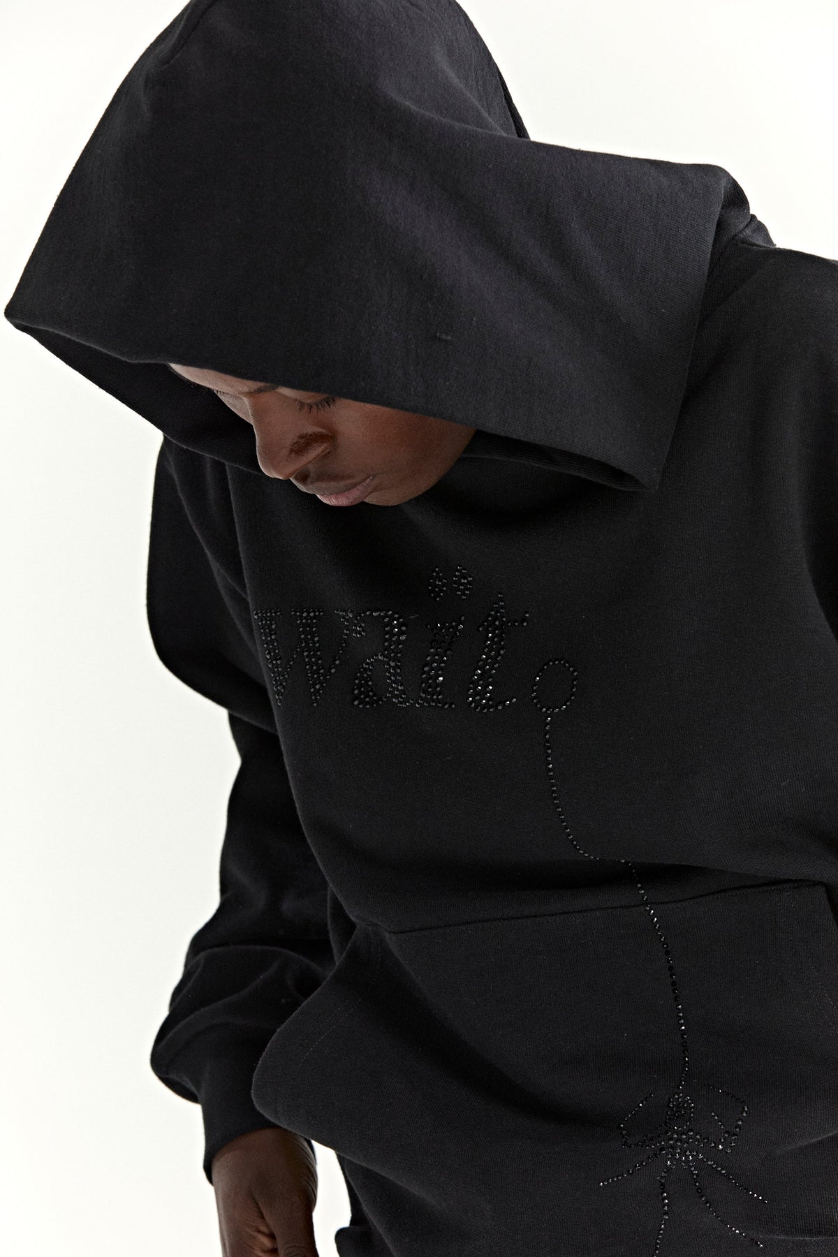Sp5der Wait Stone Hoodie - Black