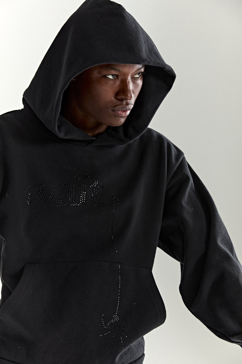 Sp5der Wait Stone Hoodie - Black
