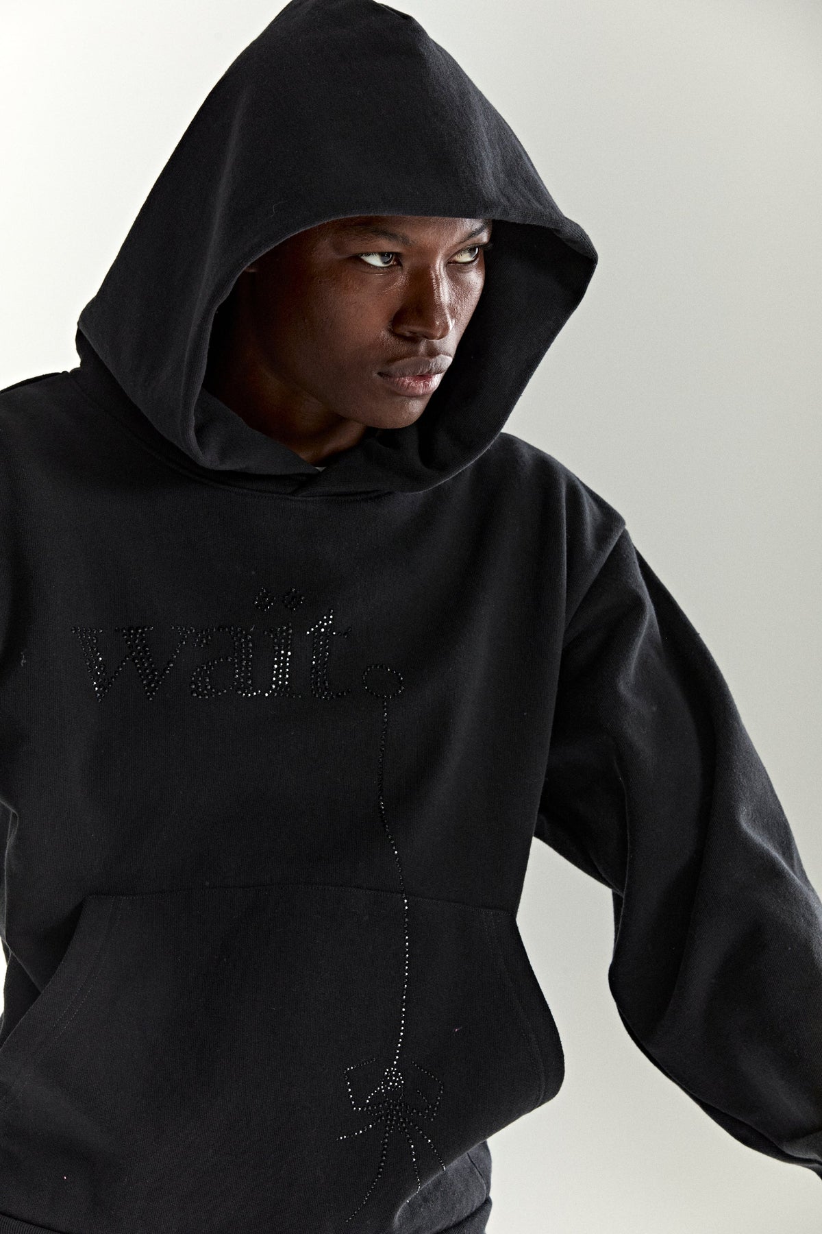 Sp5der Wait Stone Hoodie - Black