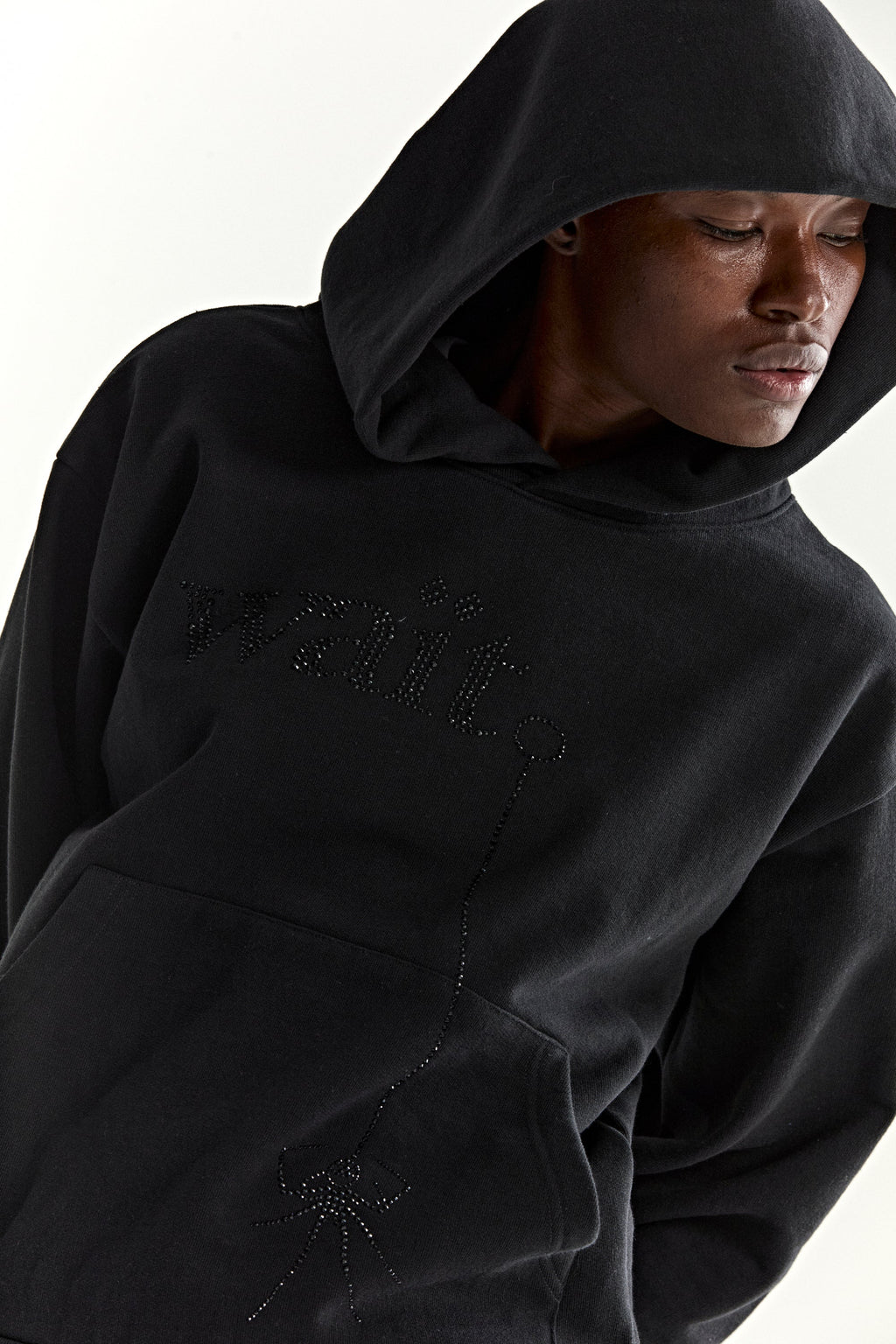 Sp5der Wait Stone Hoodie - Black