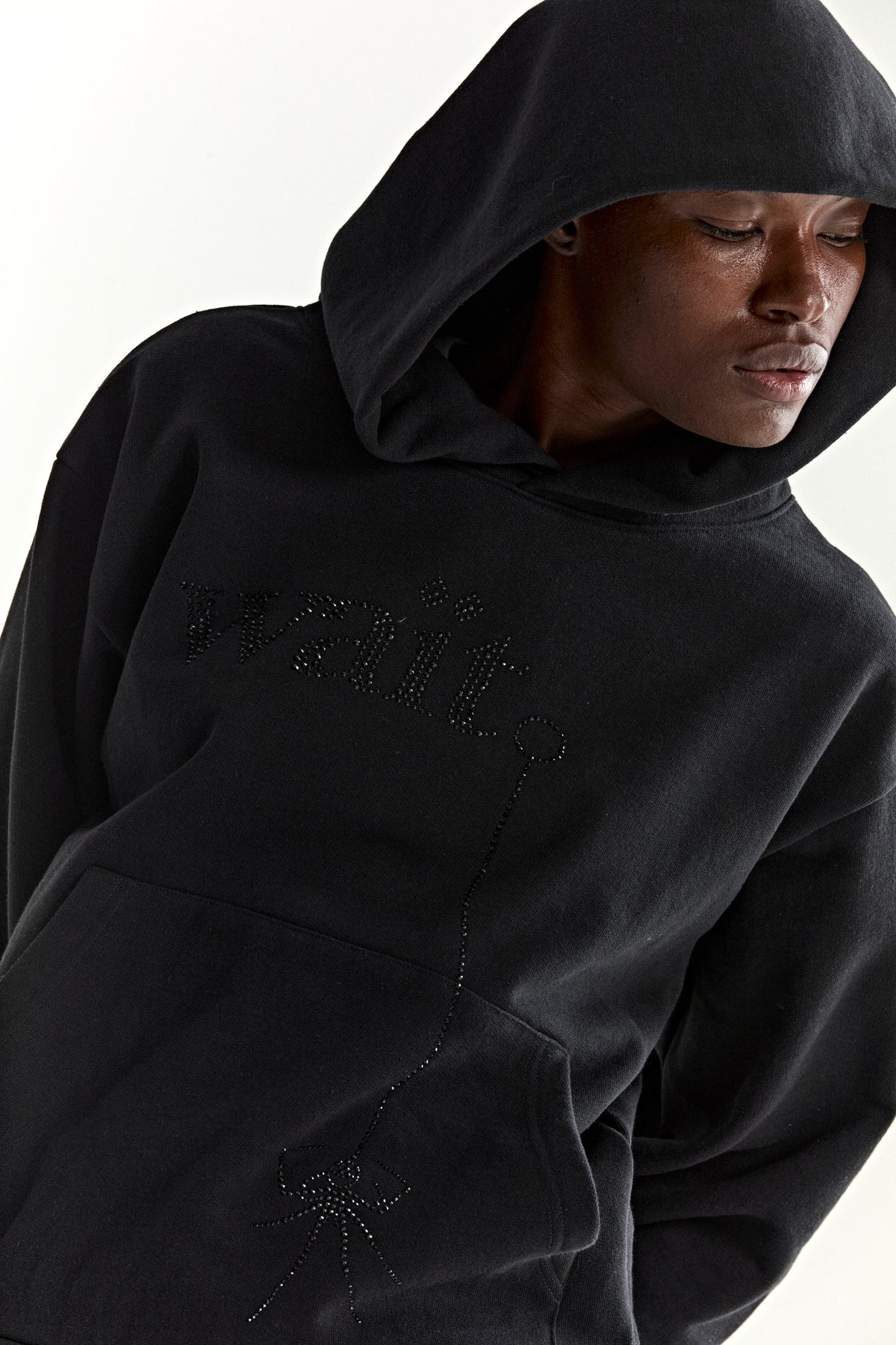 Sp5der Wait Stone Hoodie - Black