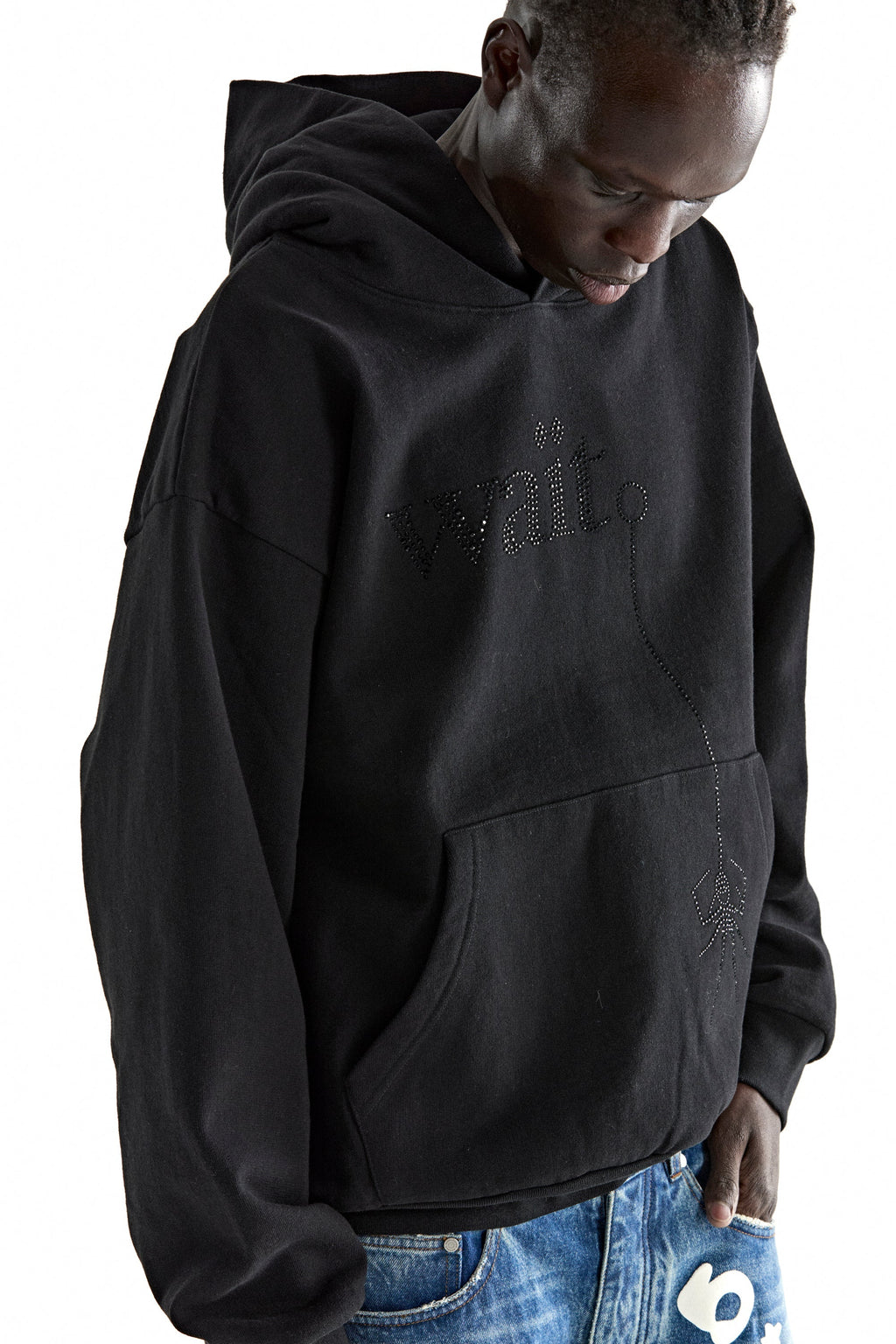 Sp5der Wait Stone Hoodie - Black