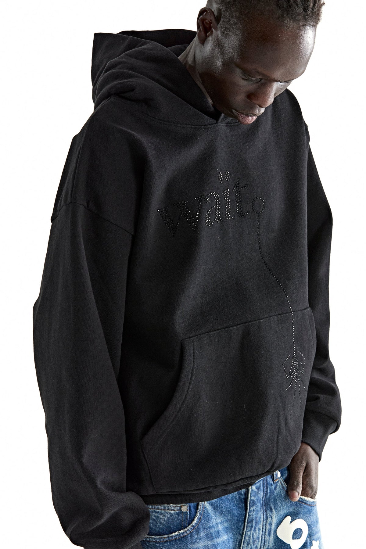 Sp5der Wait Stone Hoodie - Black