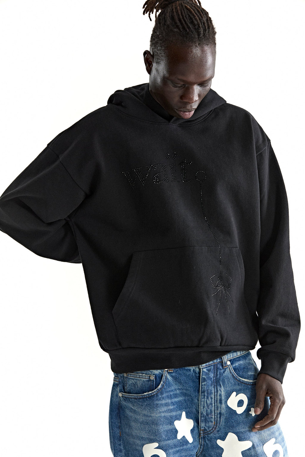 Sp5der Wait Stone Hoodie - Black