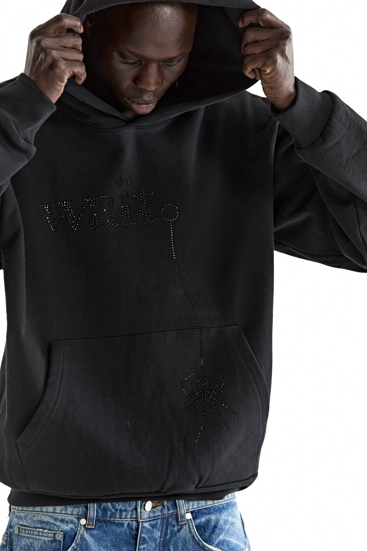 Sp5der Wait Stone Hoodie - Black