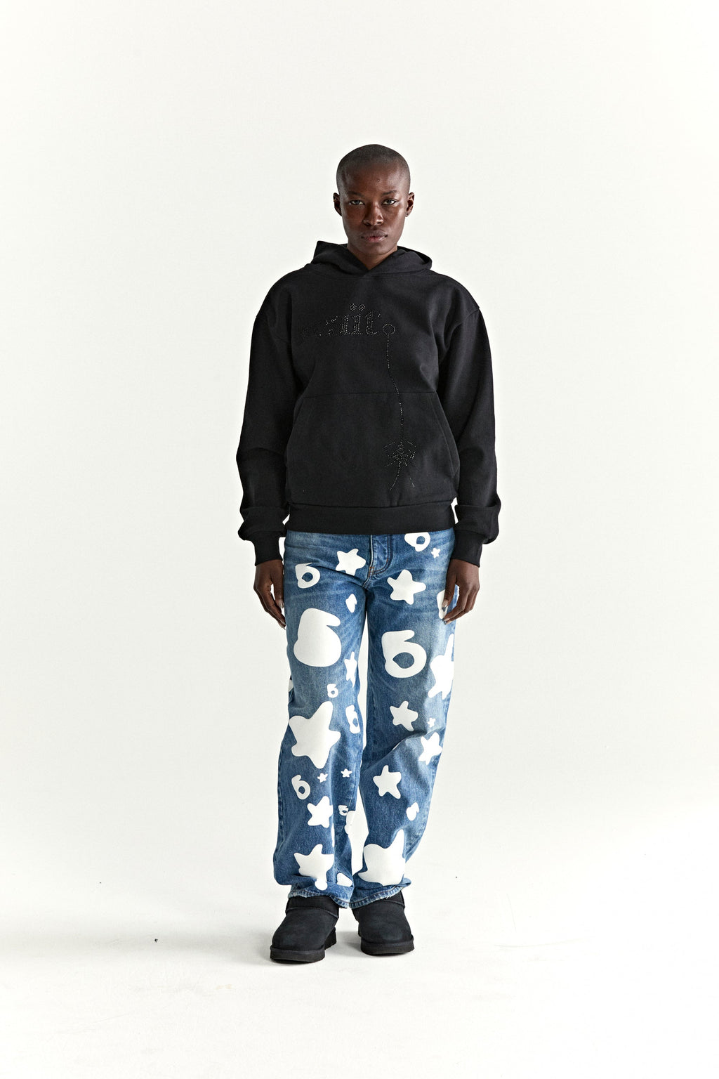 Sp5der Wait Stone Hoodie - Black