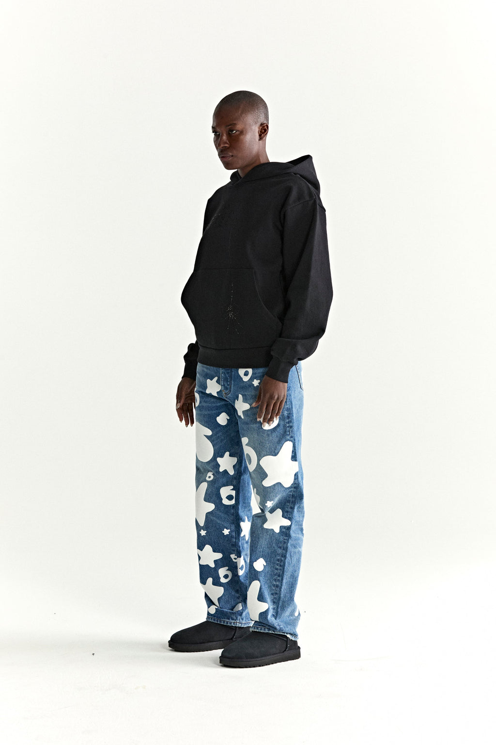 Sp5der Wait Stone Hoodie - Black