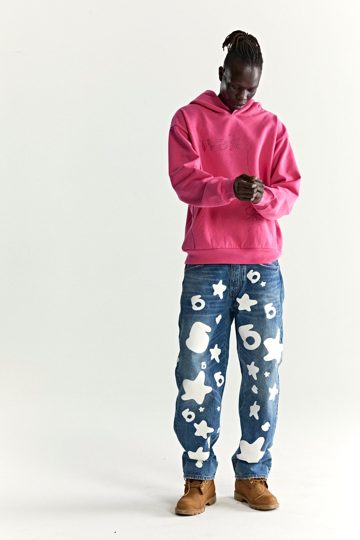 Sp5der Wait Stone Hoodie - Pink